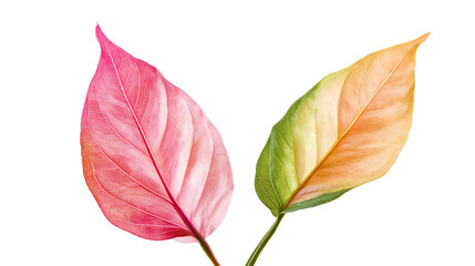 Fototapeta premium Two plants with colorful leaves isolated on a transparent or white background