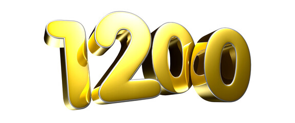 Golden number 1200 3D illustration