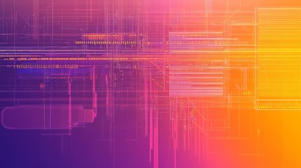 Obraz premium a orange purple color geometric shape background blueprint of servers and website analytics