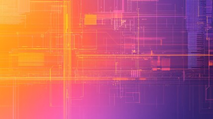 Obraz premium a orange purple color geometric shape background blueprint of servers and website analytics