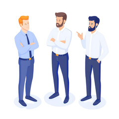 Obraz premium Three professionals engaging in a discussion, showcasing teamwork and collaboration., isolated on a transparent background.