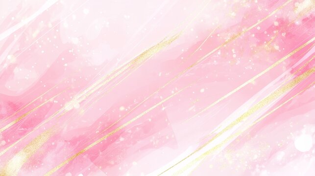 Rose pink liquid watercolor background with golden lines creating an elegant blush marble effect, for bridal wedding invitations, RSVP cards, menu designs with luxurious alcohol ink drawing style