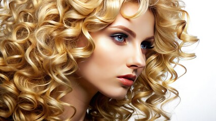 Fototapeta premium Blond, curly hair textures create a natural, textured background perfect for design projects.