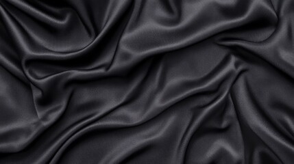 Fototapeta premium Draped dark grey silk fabric with soft folds and wrinkles.