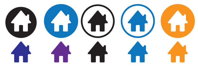 Web home icon for apps and websites, House icon, Home sign in circle or Main page icon