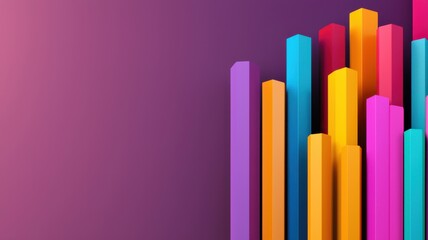 Obraz premium Vibrant abstract design featuring colorful vertical bars against a gradient background, creating a modern and dynamic visual effect.