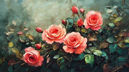 Beautiful pink roses in a lush garden setting, showcasing vibrant petals and delicate green leaves, perfect for floral design and nature enthusiasts.