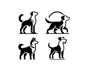 Obraz premium Set of Silhouette Dog Logo Design Vector illustration. Black Color Dog Logo Collection.