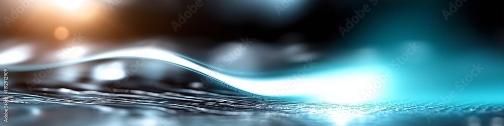 Poster abstract wave with flowing light in soft gradient design