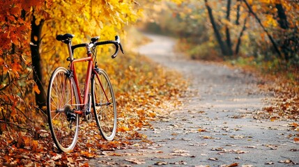 Fototapeta premium A road bike parked by a winding trail