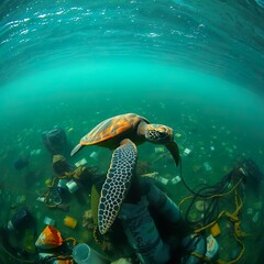 Naklejka premium Hawaiian Green Sea Turtle (Chelonia mydas) 