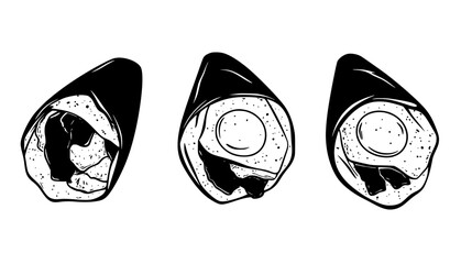 Collection of Breakfast burrito with eggs and bacon digital art, Breakfast burrito with eggs and bacon vector graphic, repetitive pattern