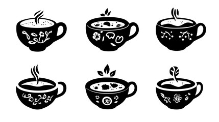 Collection of Butternut Squash Soup icons, Butternut Squash Soup illustration art, seamless pattern