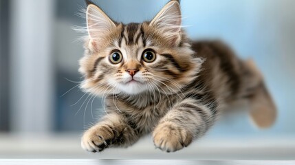 Fototapeta premium Kitten Joyfully Running on Table