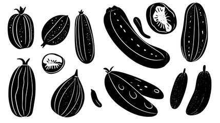 Collection of Cucumber digital art, Cucumber vector graphic, repetitive pattern