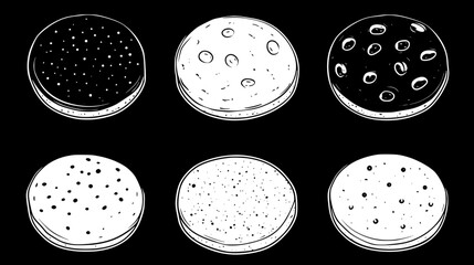 Fototapeta premium Collection of English muffins icons, English muffins illustration art, seamless pattern