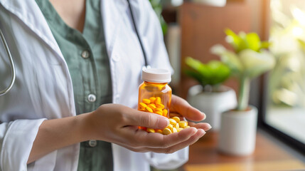 nurse with pills in house