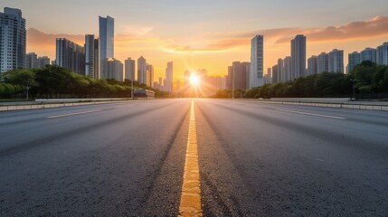 Obraz premium Asphalt road and city