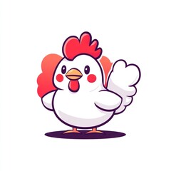 Naklejka premium Chicken waving, white background, illustration; possible use in educational material