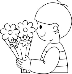 꽃다발 주는 아이