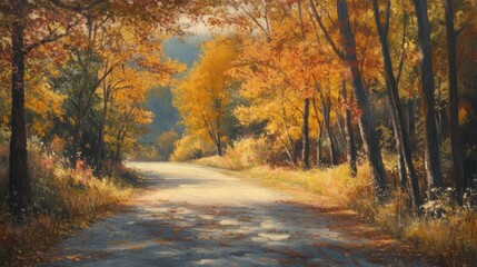 Obraz premium Autumn trees road