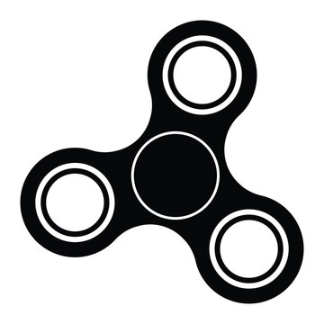 Fidget spinner vector icon. Hand spinner toy for stress relief, focus, and child&rsquo;s play. Black silhouette isolated on white background.