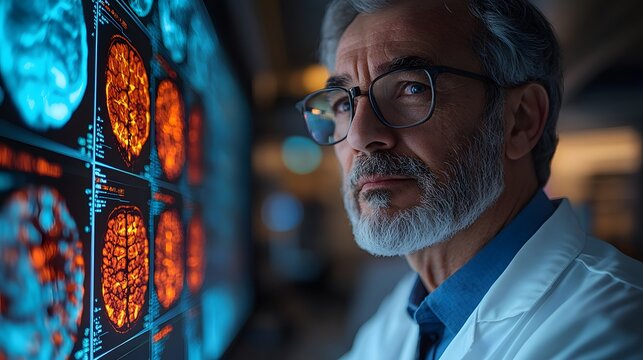 Doctors reviewing AI-assisted PET scans with highlighted metabolic activity zones