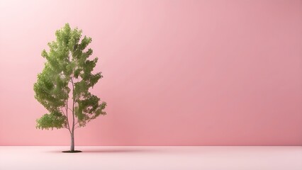 Obraz premium Arbor Day banner with empty space Without Text, Pink Minimal background