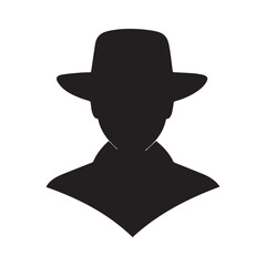 Abstract Vector Anonymous Person in Hat Icon or  Logo Design Template