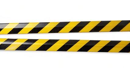 Horizontal black and yellow caution tape isolated on a white background
