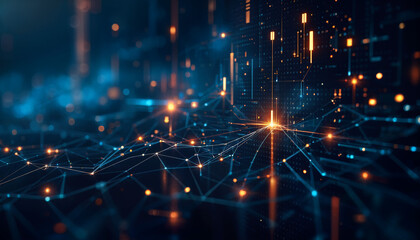 Fototapeta premium Digital background perfect for tech processes, neural networks, artificial intelligence, data transfer and security, ai generated background for digital storage, multimedia presentations