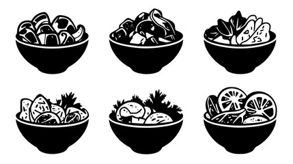 Collection of Taco Salad icons, Taco Salad illustration art, seamless pattern