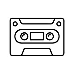 cassette tape icon, cassette tape line art - simple line art of cassette tape, perfect for cassette tape logos and icons and themed design