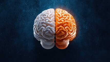 Brain Concept with Colorful Halves Design