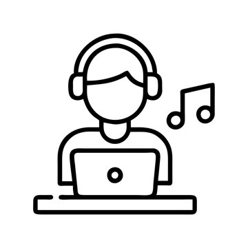 dj with headphones and laptop clip art preview