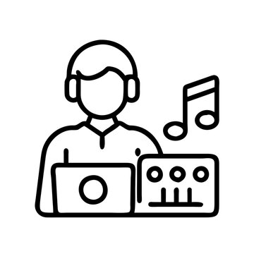 dj with headphones and music note clip art preview