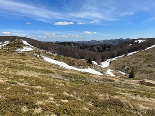 The last remnants of spring snow after a long and harsh mountain winter - Northern Velebit National...