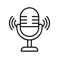 podcast microphone icon, podcast microphone line art - simple line art of podcast microphone, perfect for podcast microphone logos and icons and themed design