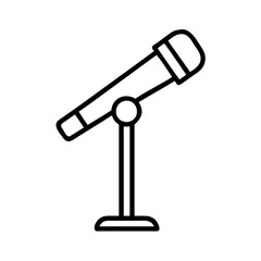 singing microphone stand icon, singing microphone stand line art - simple line art of singing microphone stand, perfect for singing microphone stand logos and icons and themed design