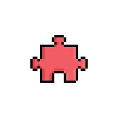 pixel Puzzle icon. Vector pixel art 8 bit for game company logo template 
