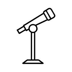 singing microphone stand icon, singing microphone stand line art - simple line art of singing microphone stand, perfect for singing microphone stand logos and icons and themed design
