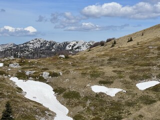 The last remnants of spring snow after a long and harsh mountain winter - Northern Velebit National...