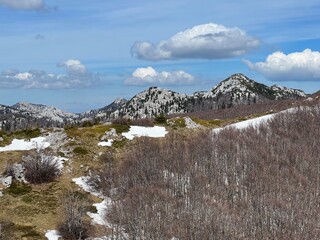The last remnants of spring snow after a long and harsh mountain winter - Northern Velebit National...