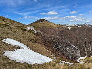 The last remnants of spring snow after a long and harsh mountain winter - Northern Velebit National...
