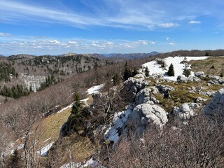 The last remnants of spring snow after a long and harsh mountain winter - Northern Velebit National...