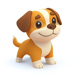 Cute cartoon dog in isometric view in a casual game style isolated on a white background
