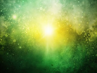 Fototapeta premium Retro white, green, yellow gradient; spray-painted texture, glowing surreal shine.