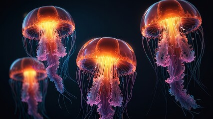 Fototapeta premium Three dimensional render of glowing jellyfish