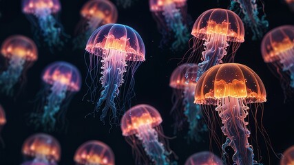 Fototapeta premium Three dimensional render of glowing jellyfish
