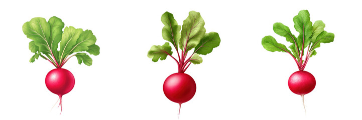 Fresh radishes with vibrant green leaves and crisp red roots